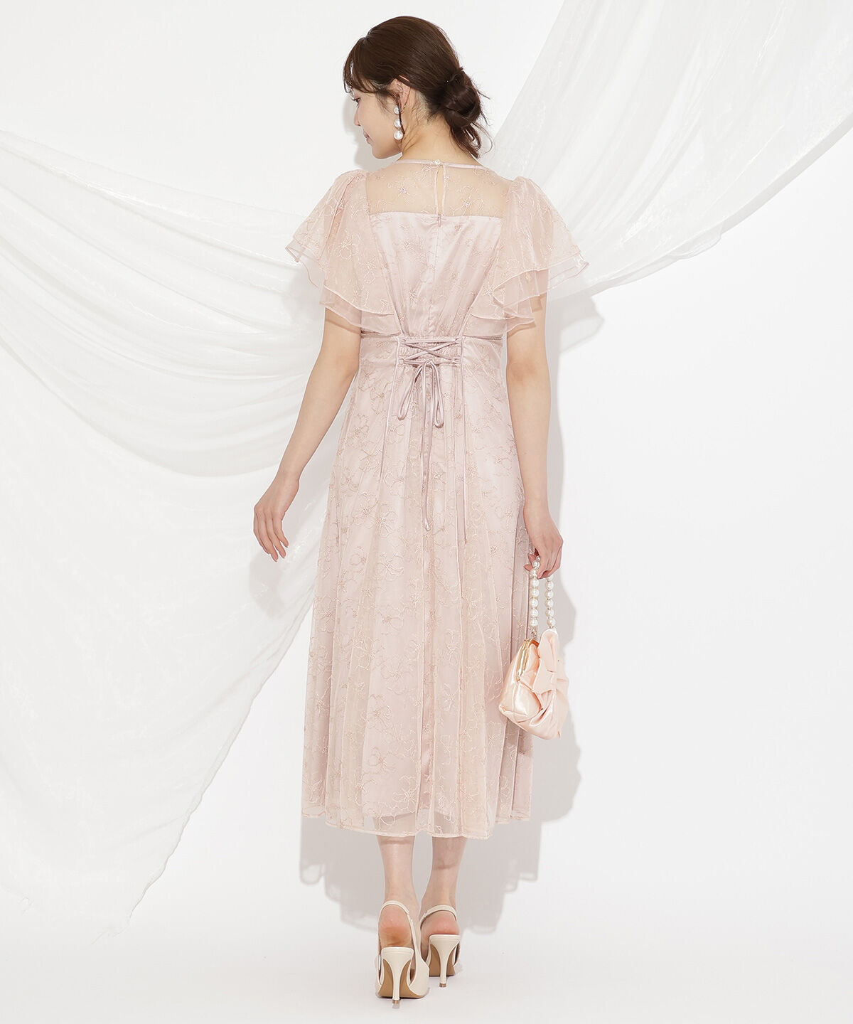 WILLSELECTION「ラッフルスリーブレースドレス」|ドレス|