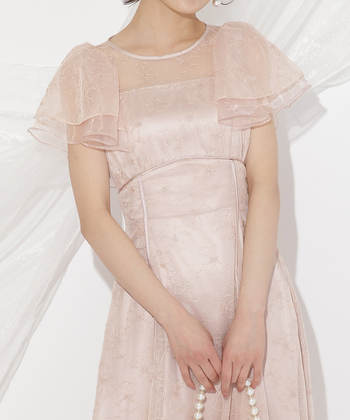 WILLSELECTION「ラッフルスリーブレースドレス」|ドレス|