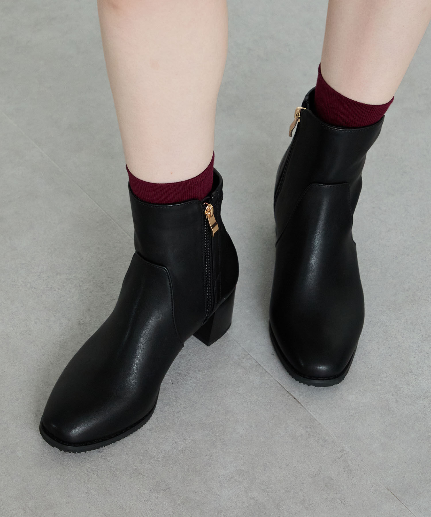 ORiental TRaffic「【 美脚 】 チャンキー ヒール ミドル ブーツ/31408 ヒール6ｃｍ 太ヒール 定番人気」|ショートブーツ|