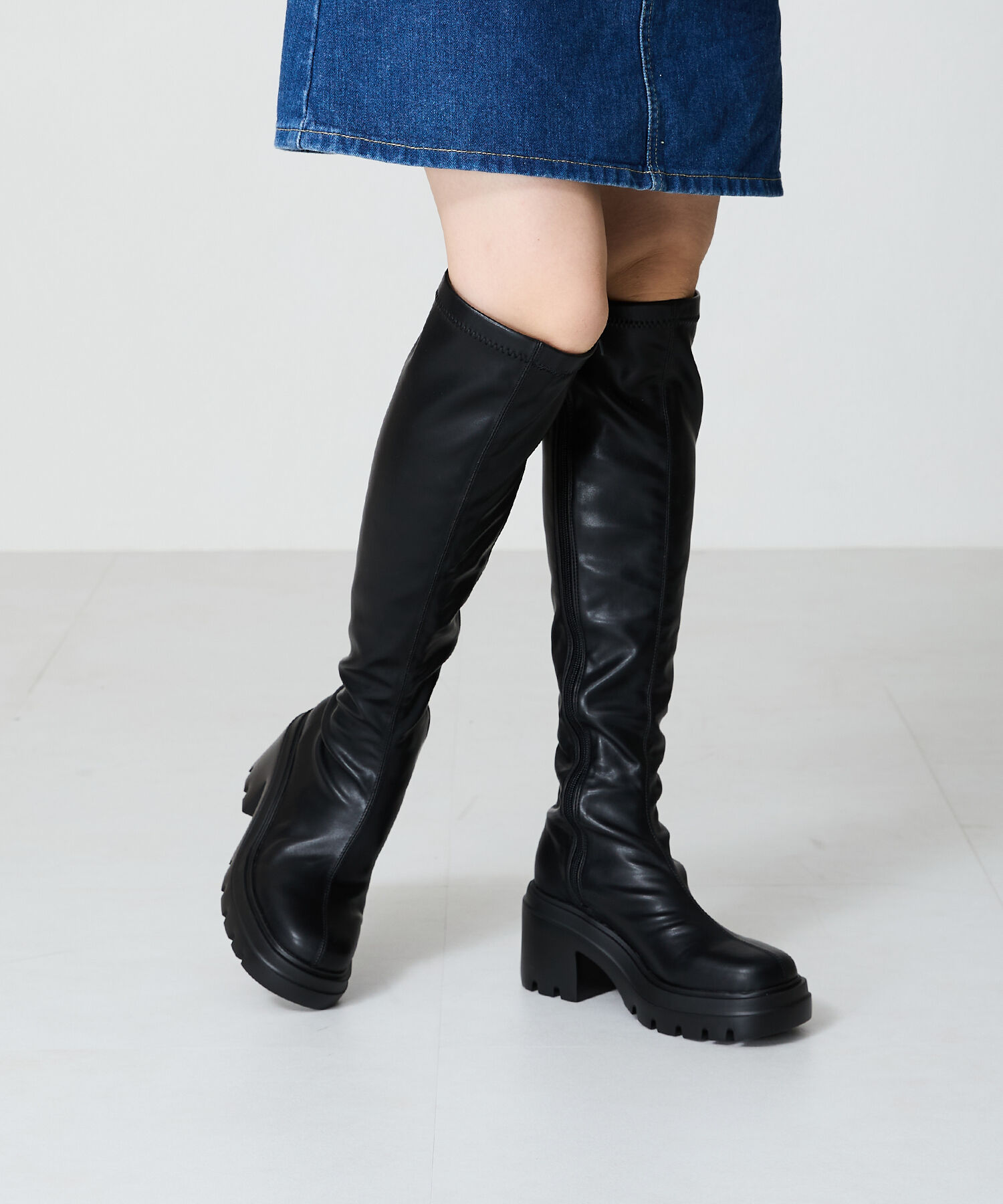 ORiental TRaffic「ストレッチニーハイブーツ/41505 ロング ヒール8.5ｃｍ」|ロングブーツ|BLACK