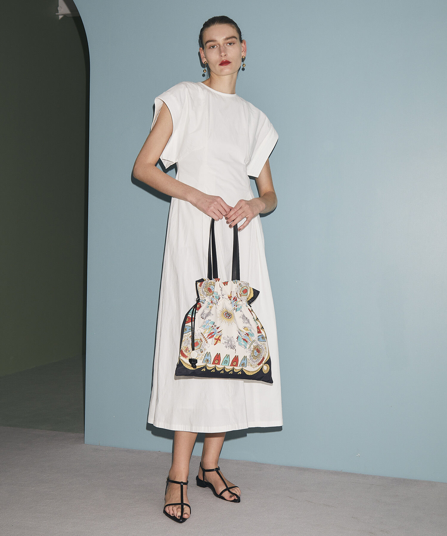 TOPKAPI TREASURE「【TREASURE TOPKAPI】マイルドサテン スカーフ柄 巾着 トート バッグ 」|トートバッグ|