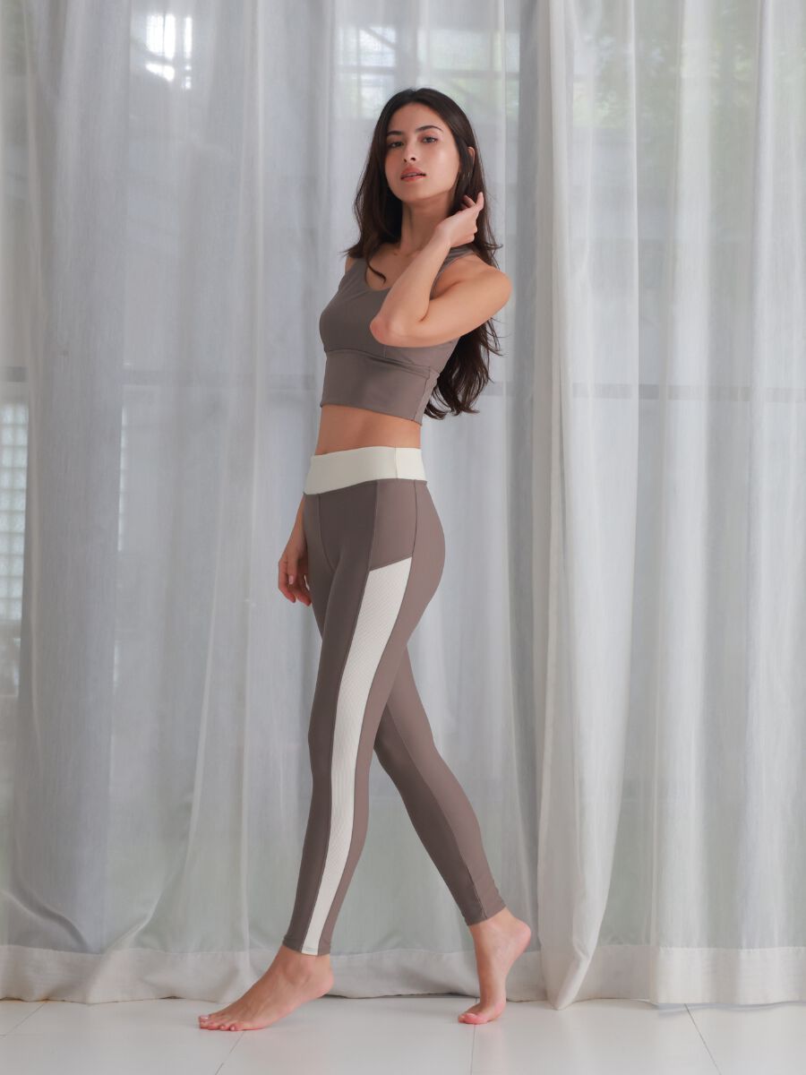 ALBOVE「バイカラー異素材ミックスデザインレギンス」|ショーツ|