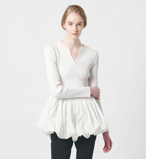 AEWEN MATOPH「＜AEWEN MATOPH＞バルーンコンビ 二ットプルオーバー ‐ ウォッシャブル ‐」|ニット・セーター|