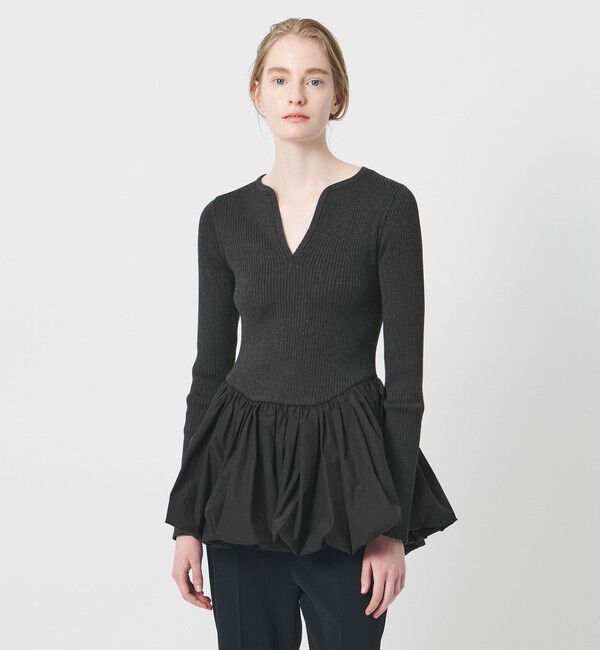 AEWEN MATOPH「＜AEWEN MATOPH＞バルーンコンビ 二ットプルオーバー ‐ ウォッシャブル ‐」|ニット・セーター|