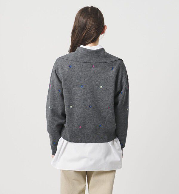 UNITED ARROWS「フラワー エンブロイダリー スキッパーニット」|ニット・セーター|