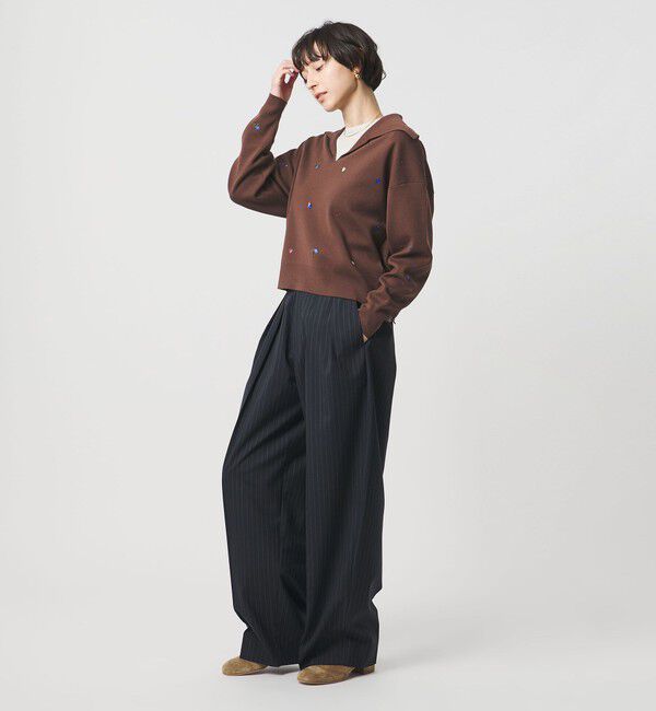 UNITED ARROWS「フラワー エンブロイダリー スキッパーニット」|ニット・セーター|