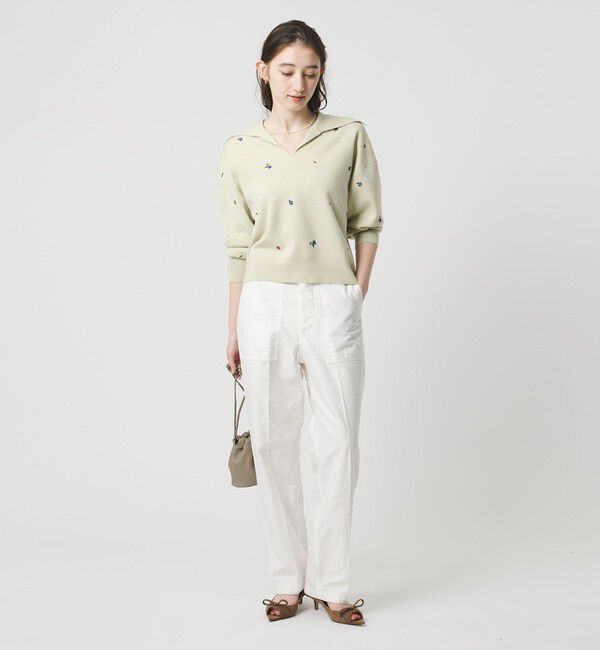 UNITED ARROWS「フラワー エンブロイダリー スキッパーニット」|ニット・セーター|