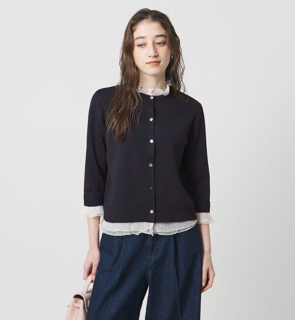 UNITED ARROWS「４WAY チュール フリル カーディガン」|カーディガン|NAVY