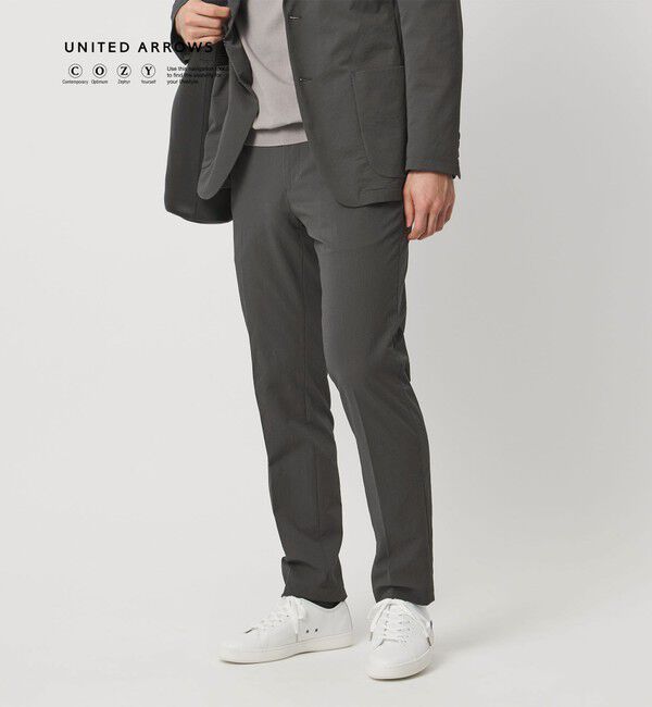 UNITED ARROWS「ドビー ノープリーツ テーパード パンツ UA COZY　ウォッシャブル　タテヨコストレッチ　防しわ　撥水」|スラックス|MD.GRAY