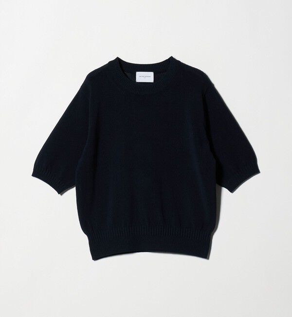 UNITED ARROWS「クルーネック ベーシック ショートスリーブ ニット ‐ウォッシャブル‐」|ニット・セーター|NAVY