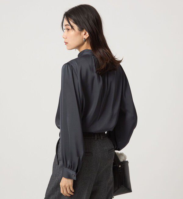 UNITED ARROWS green label relaxing「サテン スタンドネック ギャザー ブラウス」|シャツ・ブラウス|
