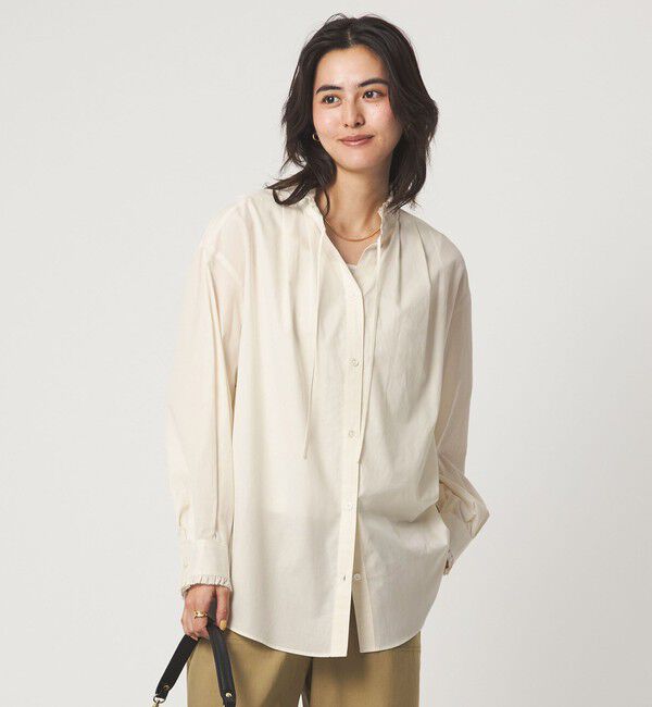 UNITED ARROWS green label relaxing「［size SHORTあり］フリルネック ブラウス」|シャツ・ブラウス|WHITE