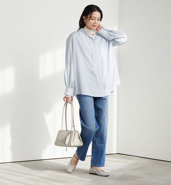 UNITED ARROWS green label relaxing「［size SHORTあり］フリルネック ブラウス」|シャツ・ブラウス|