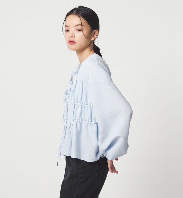 EMMEL REFINES「＜EMMEL REFINES＞EM コードレーン リボンギャザー ブラウス」|シャツ・ブラウス|
