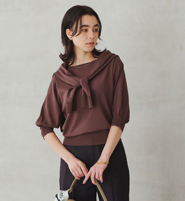 UNITED ARROWS green label relaxing「HIYOKE フォルム スリーブ プルオーバー ニット」|ニット・セーター|DK.BROWN