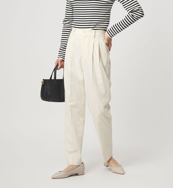 UNITED ARROWS green label relaxing「［size SHORT/TALLあり］Daily Chic タック スリム パンツ オフホワイト」|スラックス|