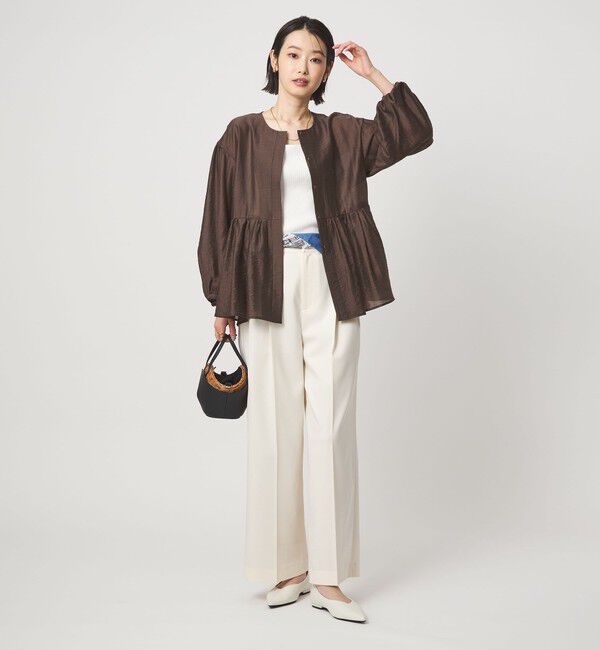 UNITED ARROWS green label relaxing「［size SHORTあり］fleurie(フルリー) シアー ノーカラー ジャケット 接触冷感」|ノーカラージャケット|