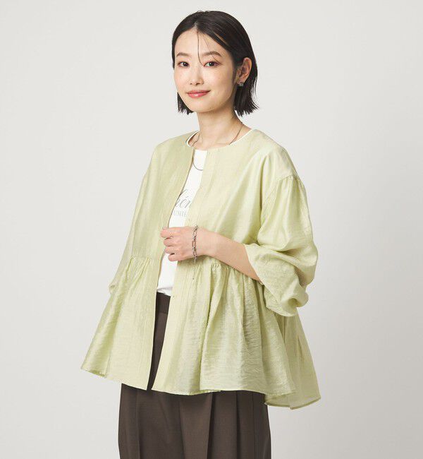 UNITED ARROWS green label relaxing「［size SHORTあり］fleurie(フルリー) シアー ノーカラー ジャケット 接触冷感」|ノーカラージャケット|