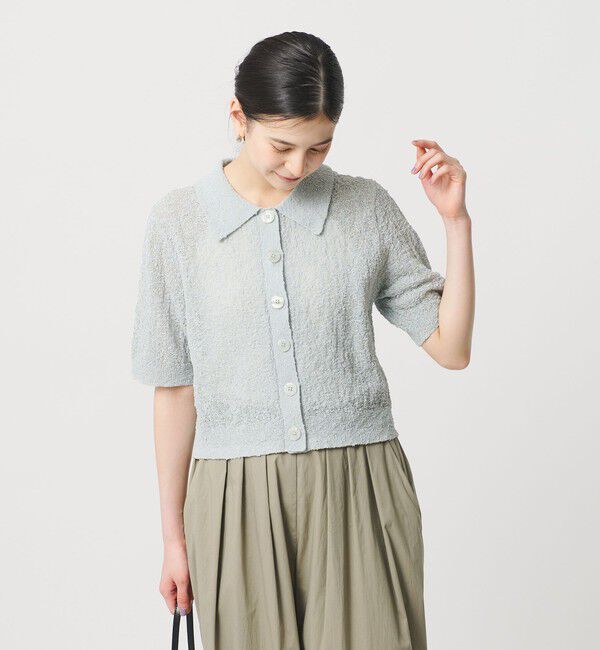 BEAUTY&YOUTH UNITED ARROWS「ノットヤーンニット ハーフスリーブ シャツ カーディガン ウォッシャブル」|カーディガン|LT.BLUE