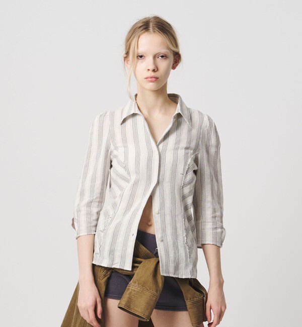 ATTISESSION「＜ATTISESSION＞コットン ギャザー 6分袖 シャツ」|シャツ・ブラウス|