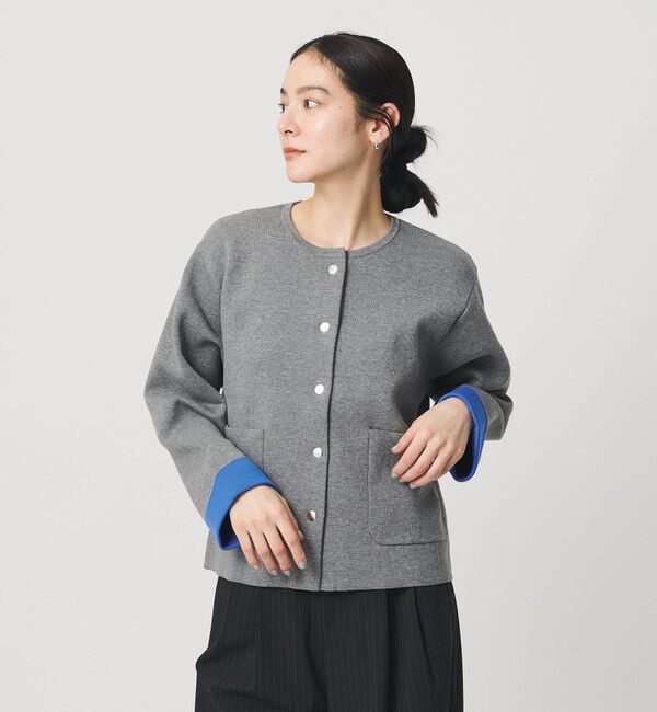 BEAUTY&YOUTH UNITED ARROWS「【WEB限定 Wardrobe DAILY MINIMAL】バイカラー スナップボタンカーディガン ウォッシャブル」|カーディガン|MD.GRAY