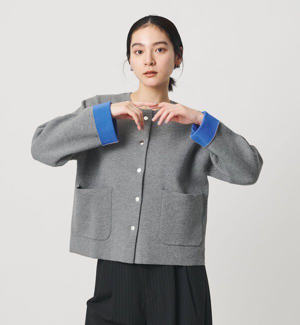 BEAUTY&YOUTH UNITED ARROWS「【WEB限定 Wardrobe DAILY MINIMAL】バイカラー スナップボタンカーディガン ウォッシャブル」|カーディガン|