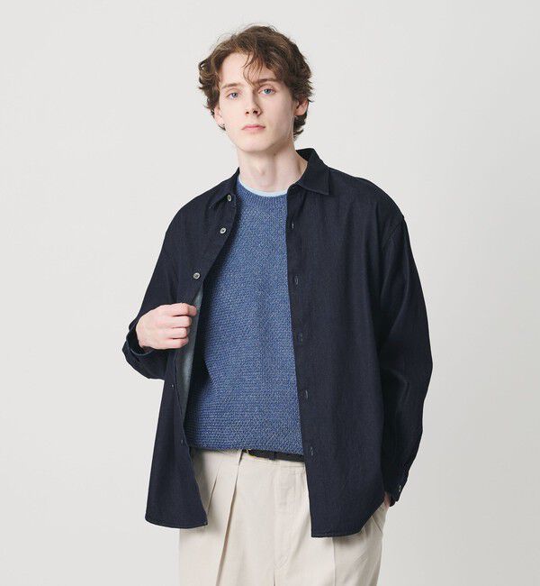 BEAUTY&YOUTH UNITED ARROWS「7.5oz サテンデニム レギュラー グランデ シャツ GRANDE型」|シャツ・ブラウス|NAVY