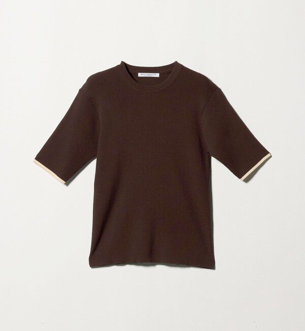 BEAUTY&YOUTH UNITED ARROWS「リブライン ショートスリーブ ニットプルオーバー ウォッシャブル」|ニット・セーター|DK.BROWN