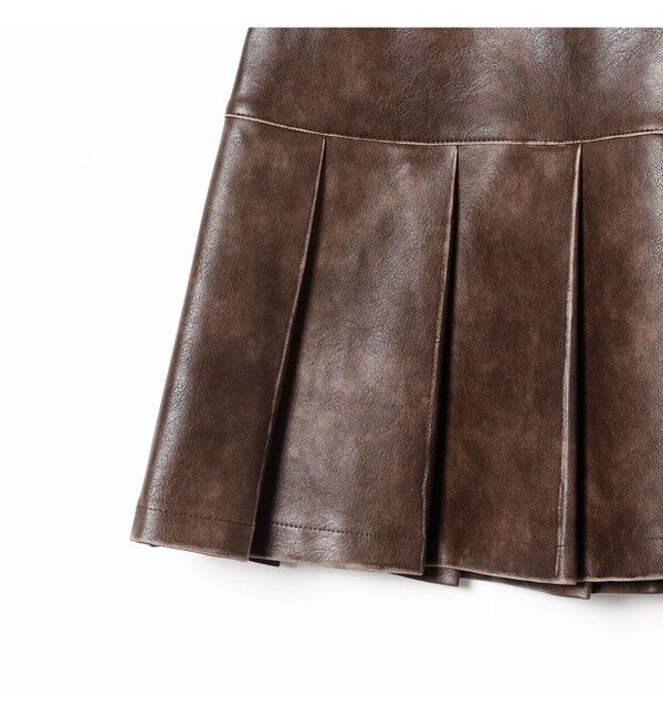 Ray BEAMS 「フェイクレザー プリーツ ミニ スカート」|スカート|