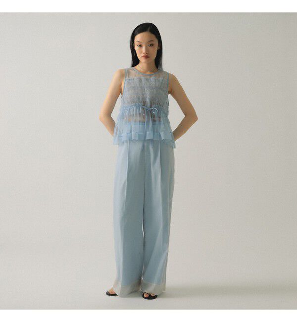 Ray BEAMS 「チュール シャーリング ノースリーブ」|Tシャツ・カットソー|