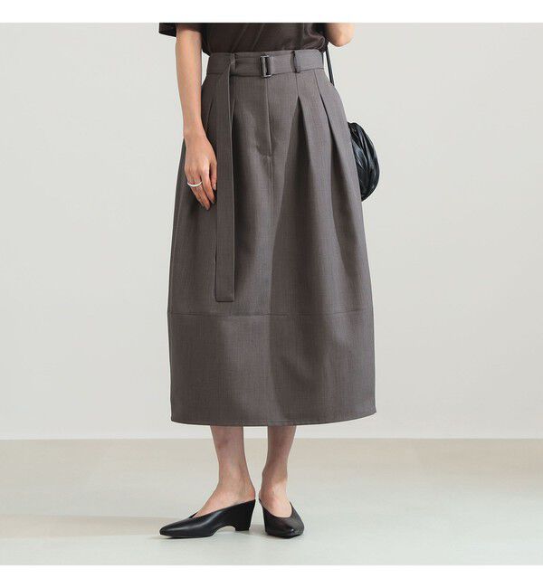 Demi-Luxe BEAMS 「ベルテッド コクーン スカート」|スカート|ASH_BROWN