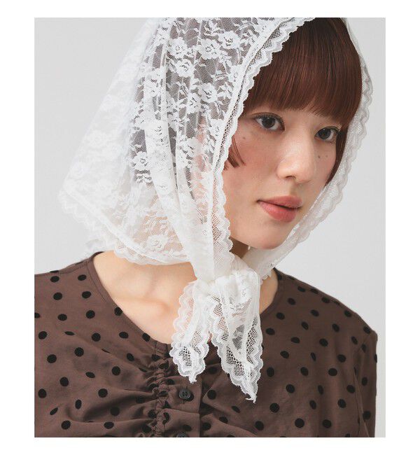 Ray BEAMS 「レース スカーフ」|バンダナ・スカーフ|WHITE