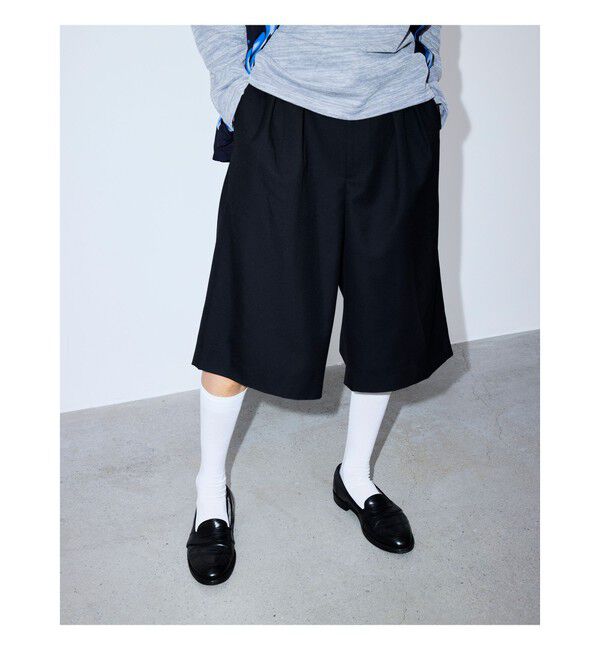 BEAMS「【ワイドストレートフィット】ショート スラックス」|その他|BLACK