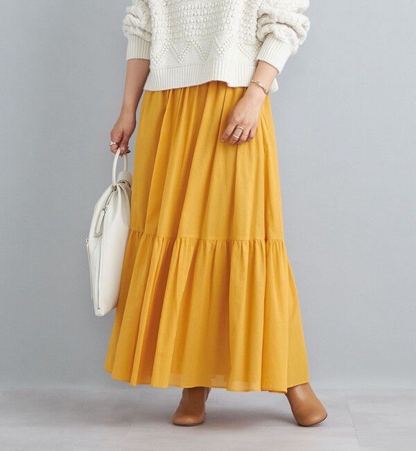 SHIPS for women「〈手洗い可能〉綿ドビー ティアード ギャザースカート◇」|スカート|