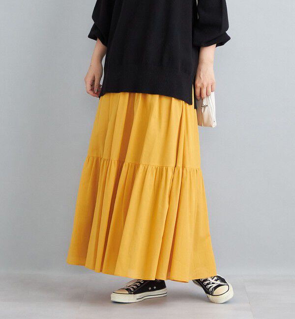 SHIPS for women「〈手洗い可能〉綿ドビー ティアード ギャザースカート◇」|スカート|