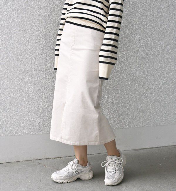 SHIPS for women「*〈手洗い可能〉ストレッチ コーデュロイ イージー ナロー スカート ◇」|タイト|アイボリー