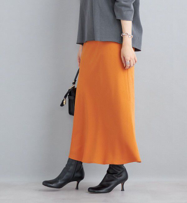 SHIPS for women「〈手洗い可能〉フィブリルサテン マーメイド スカート◇」|スカート|オレンジ
