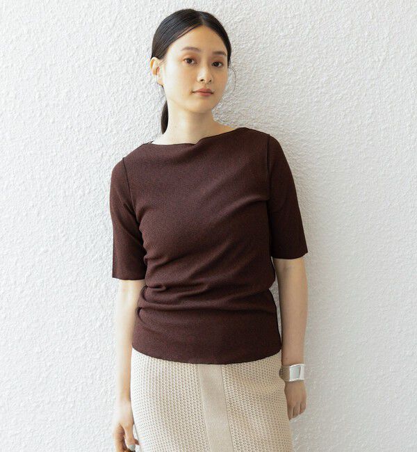 SHIPS for women「〈手洗い可能〉ドライテレコ ボートネック 5分袖 カットソー」|Tシャツ・カットソー|