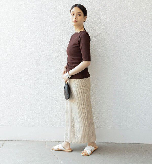 SHIPS for women「〈手洗い可能〉ドライテレコ ボートネック 5分袖 カットソー」|Tシャツ・カットソー|