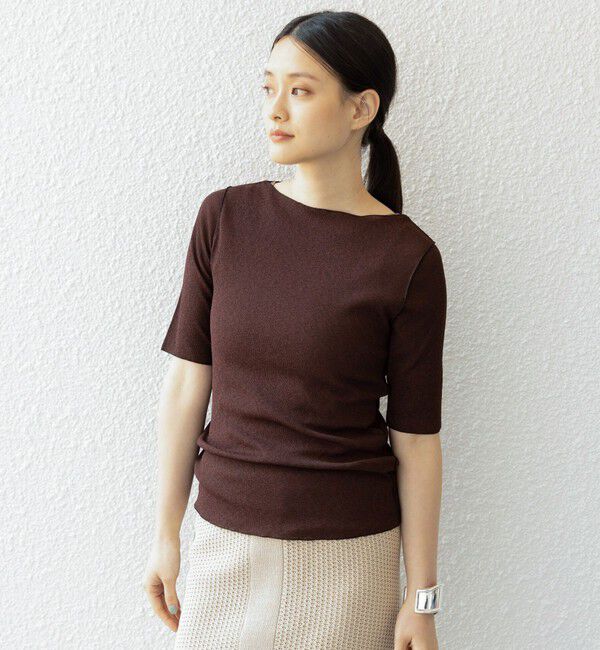 SHIPS for women「〈手洗い可能〉ドライテレコ ボートネック 5分袖 カットソー」|Tシャツ・カットソー|