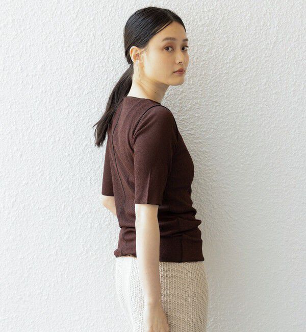 SHIPS for women「〈手洗い可能〉ドライテレコ ボートネック 5分袖 カットソー」|Tシャツ・カットソー|