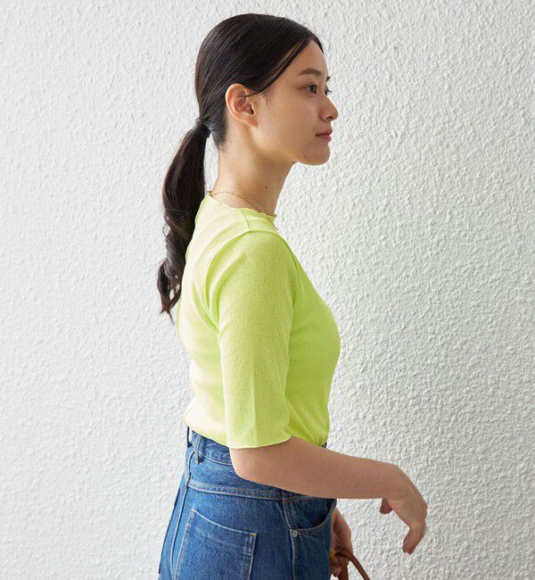 SHIPS for women「〈手洗い可能〉ドライテレコ ボートネック 5分袖 カットソー」|Tシャツ・カットソー|