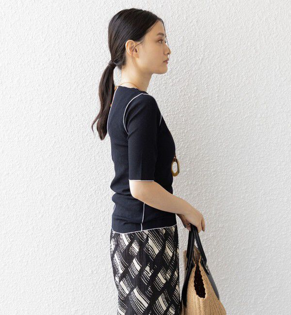 SHIPS for women「〈手洗い可能〉ドライテレコ ボートネック 5分袖 カットソー」|Tシャツ・カットソー|