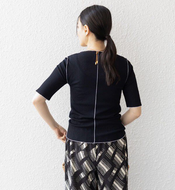 SHIPS for women「〈手洗い可能〉ドライテレコ ボートネック 5分袖 カットソー」|Tシャツ・カットソー|