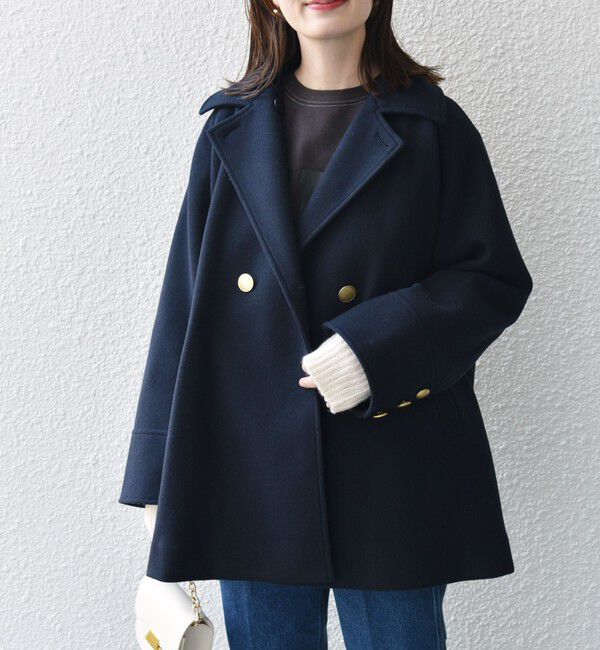 SHIPS for women「【WEB限定】〈手洗い可能〉ウール ライク ジャージー メルトン 2WAY Pコート」|ピーコート|