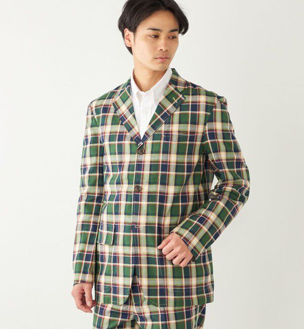 SHIPS Colors 「BARRY BRICKEN:チェック ジャケット(セットアップ対応可能)」|テーラードジャケット|グリーン