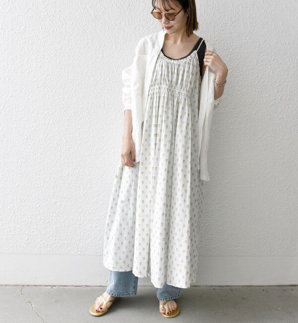 SHIPS any「SHIPS any:〈洗濯機可能〉グリッター プリント ギャザー キャミ ワンピース」|ワンピース|