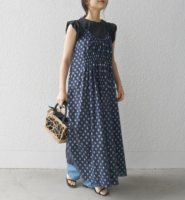 SHIPS any「SHIPS any:〈洗濯機可能〉グリッター プリント ギャザー キャミ ワンピース」|ワンピース|