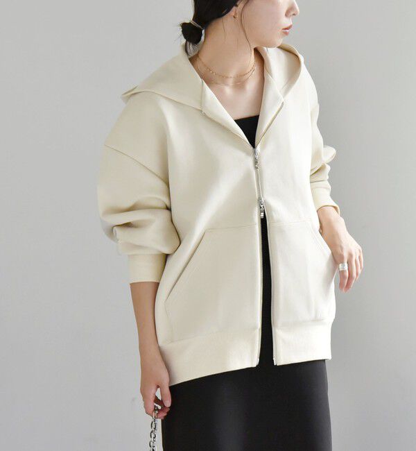 quaranciel「quaranciel:〈洗濯機可能〉ポンチ ダブルジップ スウェット パーカー」|パーカー|ナチュラル