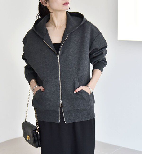 quaranciel「quaranciel:〈洗濯機可能〉ポンチ ダブルジップ スウェット パーカー」|パーカー|チャコールグレー